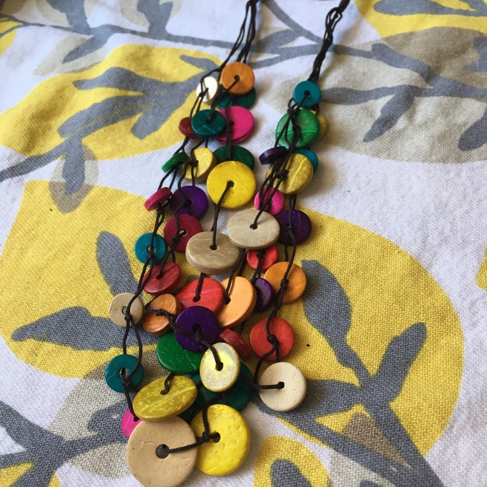 Boho Colorful Button Necklace Free Earrings